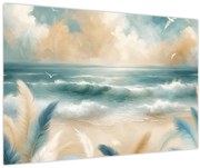 Kép – Festett strand lágy színekben (90x60 cm)