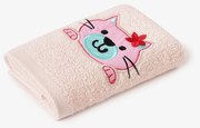 Goldea gyermek frottír törölköző - cicuka világos rózsaszínen 30 x 50 cm