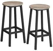 2 db-os bárszék szett, magas konyhai székek, szürkés bézs és fekete