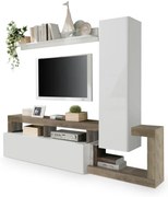 LENOR nappali szekrénysor, fehér/barna