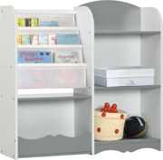 ZONEKIZ Játék Szervező Gyerekpolc Nyitott Polcokkal Gyerekszobába, Játszószobába, Kisbaba Szobába 85x26x84 cm Szürke | Aosom