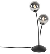 Modern asztali lámpa fekete 2-lámpás füstüveggel - Athén