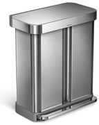 Rozsdamentes acél pedálos szemetes szelektív hulladékhoz 58 l Dual - simplehuman