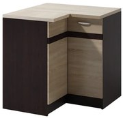 Konyhai Alsószekrény, Sarokelem (Bal) Sötét/Világos Sonoma Színben. LIVIA LV-12/D 90 N