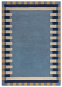 Kék kézi szövésű gyapjú szőnyeg 160x230 cm Kai Wool Border – Flair Rugs
