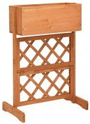 narancssárga tömör fenyőfa rácsos kerti ültetőláda 45x30x74 cm