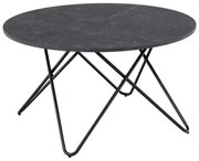 Fekete kerek dohányzóasztal márvány dekoros asztallappal ø 80 cm Wyre – Actona