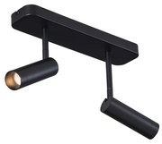 Lekerekített fekete mennyezeti spotlámpa GU10 35mm 2-lámpás forgatható és dönthető - Kate