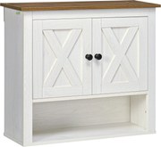 kleankin Fali Szekrény Függeszthető Fürdőszobai Szekrény 2 Ajtóval és Tárolópolcokkal Konyhához, Előszobához, Folyosóra 60x19,5x52,5 cm Fehér | Aosom