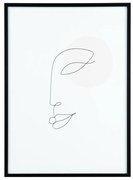 Keretezett poszter, vonalrajz arc, 50x70 cm, fekete-fehér  - ELLE