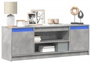 betonszürke szerelt fa TV-szekrény LED-ekkel 139,5 x 34 x 50 cm