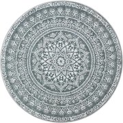 Kerek Szőnyeg, Kültéri Szőnyeg, Boho, 160 cm átmérő, Mosható, Antracitszürke