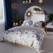 Szatén ágyneműhuzat 160x200 Celeste nagy virágok