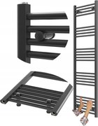 Fürdőszobai Radiátor Fekete Létra 50x160 cm Radiátor Szerelés 180° Breno