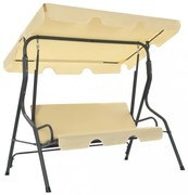 krémfehér kerti hintaágy 170 x 110 x 153 cm