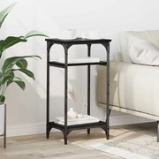 Oldal asztal polcokkal Musta tammi 40 x 30 x 75 cm Faanyag