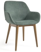 Zöld kárpitozott karfás étkezőfotel Konna – Kave Home