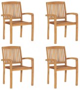 4 db rakásolható tömör tíkfa kerti szék