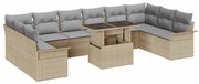 vidaXL Kerti Kanapé Szett párnával párnával 11 pcs Bézs Poly Rattan