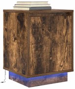 füstös tölgy színű éjjeliszekrény LED-világítással 38x34x50 cm