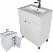 Fürdőszobai mosdószekrény 60 álló fehér fényes keskeny Wc ajtóval