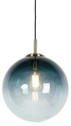 Art Deco lógólámpa rézzel és óceánkék üveggel 33 cm - Pallon