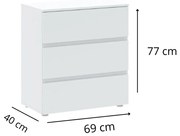 Viana II New M3 három fiókos komód Fehér N