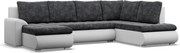 Tokio U sarokkanapé, 3 ágyneműtartóval, fonott + műbőr, jobboldali, sötétszürke - fehér