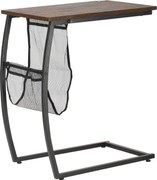 HOMCOM C-Forma Szekrényasztal Kanapéhoz és Ágyhoz Tárolózsebbel - 53x35x64.5 cm Rusztikus Barna | Aosom