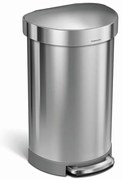 Félkör alakú pedálkosár 45 l, matt acél, rozsdamentes acél