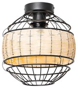 Keleti mennyezeti lámpa fekete rattannal 25 cm - Emir