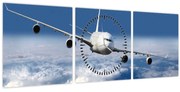 Kép - Repülőgép a felhőkben (órával) (90x30 cm)