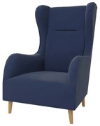 Sötétkék bársony füles fotel Carole – Ropez