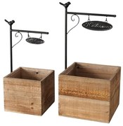 Fa virágláda szett madaras Welcome felirattal