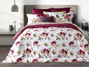 Szatén ágyneműhuzat 150x210 Festett virágok fehér