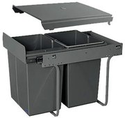 Hulladékgyűjtő GTV Practi Eco 400, szelektív, manuális működés, lágy záródás, 2x20 L edénnyel, fedéllel