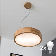 Brilagi - LED csillár kábelen CARVALHO 2xE27/15W/230V tölgy, átmérő 37 cm