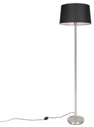 Modern állólámpa acélból fekete búrával 45 cm - Simplo