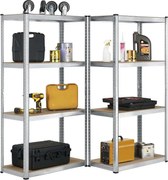 Easy tároló polc készlet 2 db 4 polcos fém és MDF 160x80