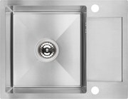 Inox Acél Mosogató 57x44 CM Süllyesztett Csepegtetővel, Szifonnal