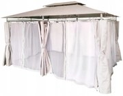 Kerti pavilon oldalfüggönnyel 3 x 4 x 2,7 m - bézs