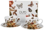 Porcelán virágos csésze + alj 270 ml 2 személyes dobozban Zahra