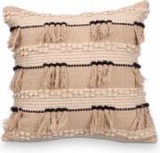 Dekorációs Párna Boho Bézs Négyzet Alakú 45 x 45 cm Rojtokkal