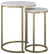 Fehér-aranyszínű kerek dohányzóasztal szett márvány dekorral 2 db-os ø 45 cm Amelia – CosmoLiving by Cosmopolitan