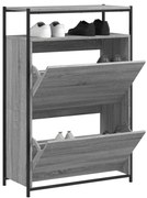 szürke sonoma színű szerelt fa cipősszekrény 75x34x112 cm