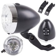 Retró króm Első kerékpár lámpa 3 LED-es, elemes