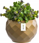 Virágcserép kerámia fedél arany színű 15,5 cm H14,5 cm fényes Stílusos