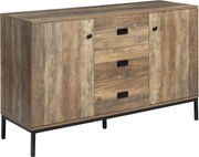 HOMCOM Konyhai Buffet Tároló Szekrény 2 Szekrénnyel Állítható Polccal 3 Fiókkal Modern Stílusban - 120 x 39,5 x 77 cm Barna | Aosom