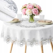 Abrosz fehér szürke Kerek 110 cm foltálló gipiura étkezőasztalhoz