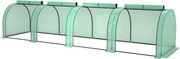 Outsunny Mini Kert Üvegház mini alagút üvegház paradicsom üvegház 4 x 1 x 0,8 m Acél Magas sűrűségű PE 140 g/m² UV-álló 4 húzózippes ajtóval Zöld | Ao